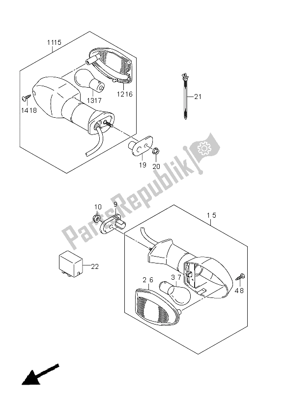 Wszystkie części do Kierunkowskaz Suzuki GSR 750 2011