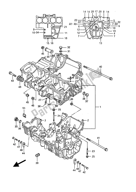 Tutte le parti per il Carter del Suzuki GSX 1100F 1989