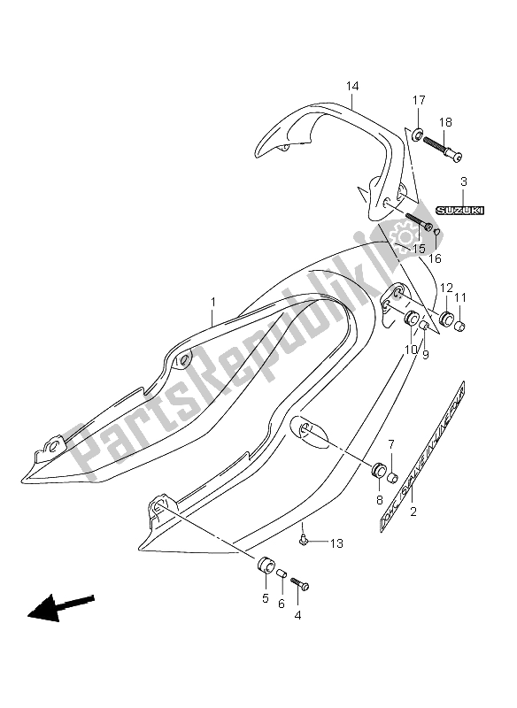 All parts for the Seat Tail Cover (gsf600s-su) of the Suzuki GSF 600 NS Bandit 2003