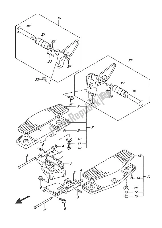 Todas las partes para Reposapiés de Suzuki VL 1500T Intruder 2016