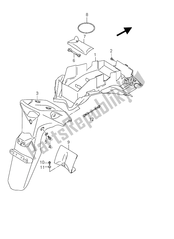 All parts for the Rear Fender of the Suzuki DL 650 V Strom 2006