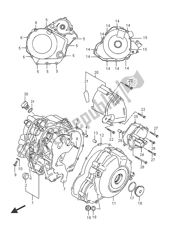 Tutte le parti per il Coperchio Del Carter del Suzuki DL 1000A V Strom 2016