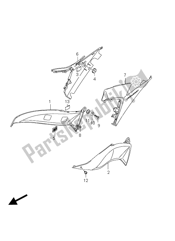 All parts for the Frame Side Cover of the Suzuki GSX R 1000 2012