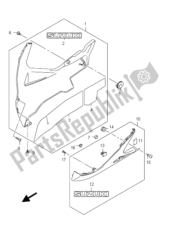 All parts for the Under Cowling (gsx-r750 E24) of the Suzuki GSX R 750 2012