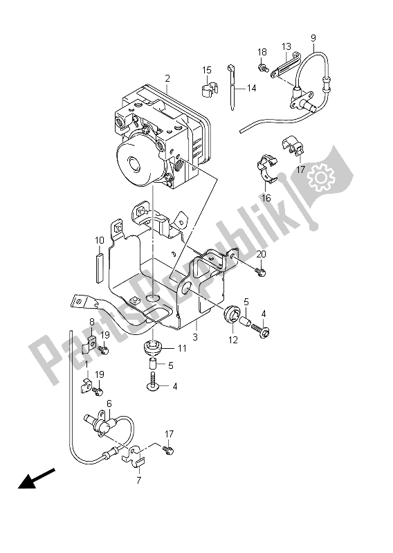 All parts for the Hydraulic Unit (sfv650ua E21) of the Suzuki SFV 650A Gladius 2011