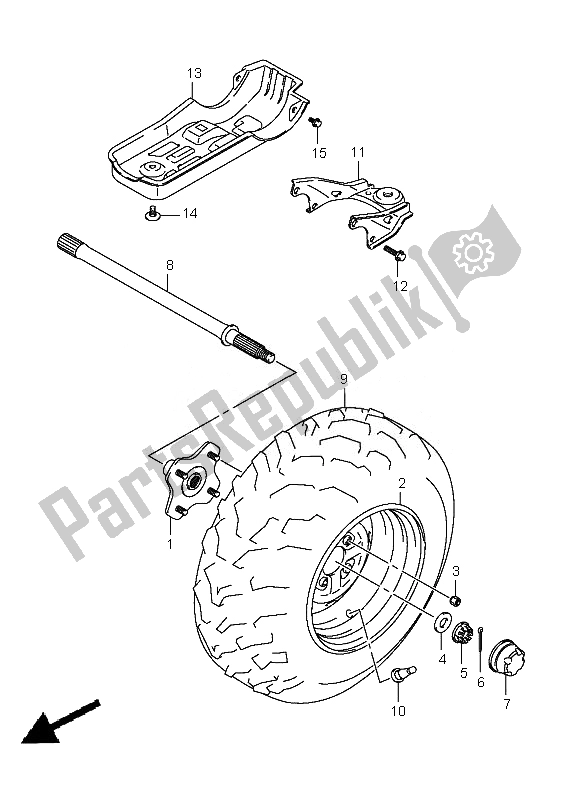 Tutte le parti per il Ruota Posteriore Sinistra del Suzuki LT A 400 Kingquad 4X2 2010