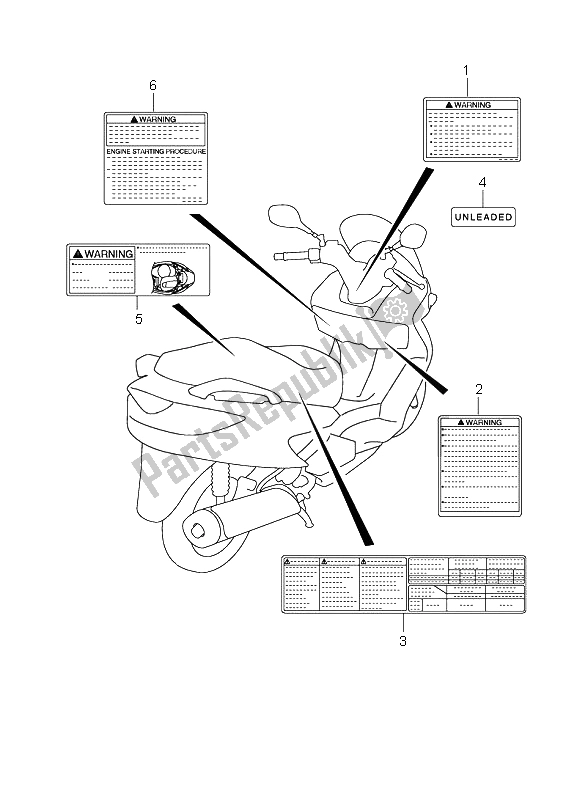 Todas las partes para Etiqueta de Suzuki UH 125 Burgman 2008