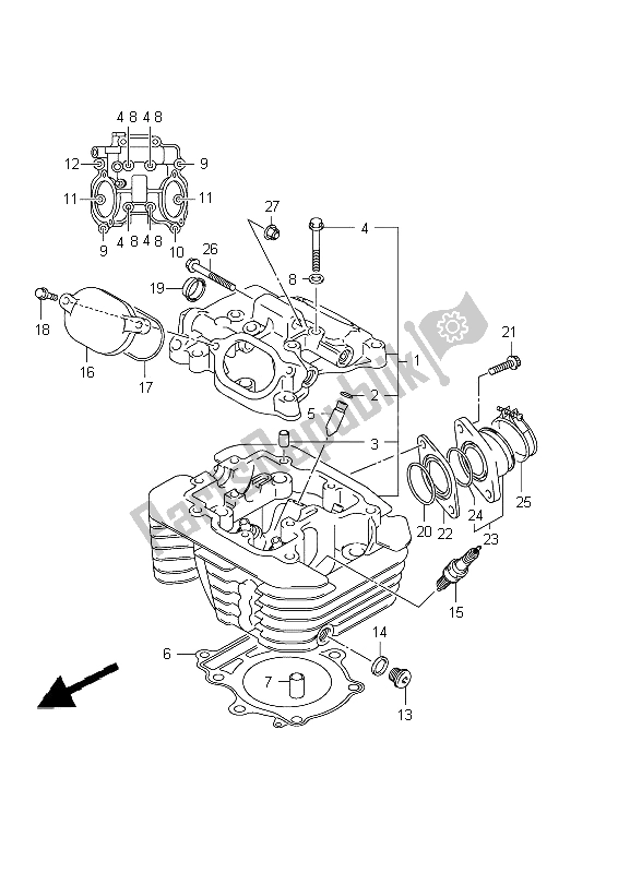 All parts for the Cylinder Head of the Suzuki LT A 400Z Kingquad ASI 4X4 2012