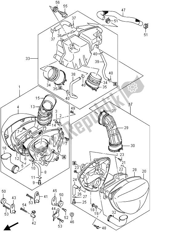 Tutte le parti per il Filtro Dell'aria (vzr1800bzuf E19) del Suzuki VZR 1800 BZ M Intruder 2015