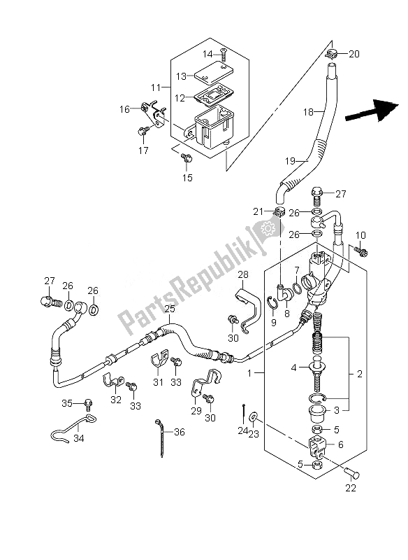 All parts for the Rear Master Cylinder of the Suzuki VZR 1800 Rnzr M Intruder 2010