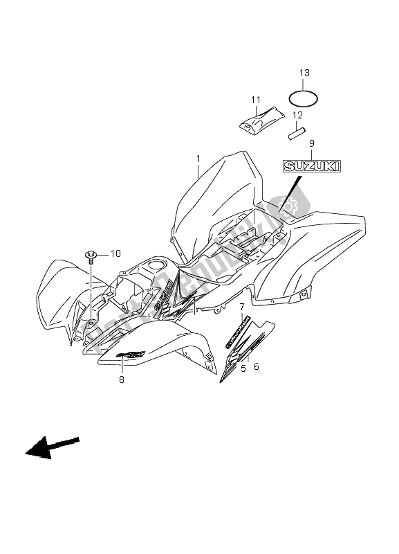 All parts for the Frame Center Cover of the Suzuki LT Z 50 4T Quadsport 2009