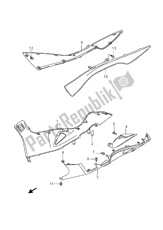 Todas las partes para Protector Lateral De La Pierna (an400a E19) de Suzuki Burgman AN 400 AZA 2014