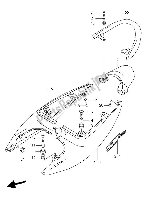 All parts for the Seat Tail Cover of the Suzuki SV 650 NS 1999