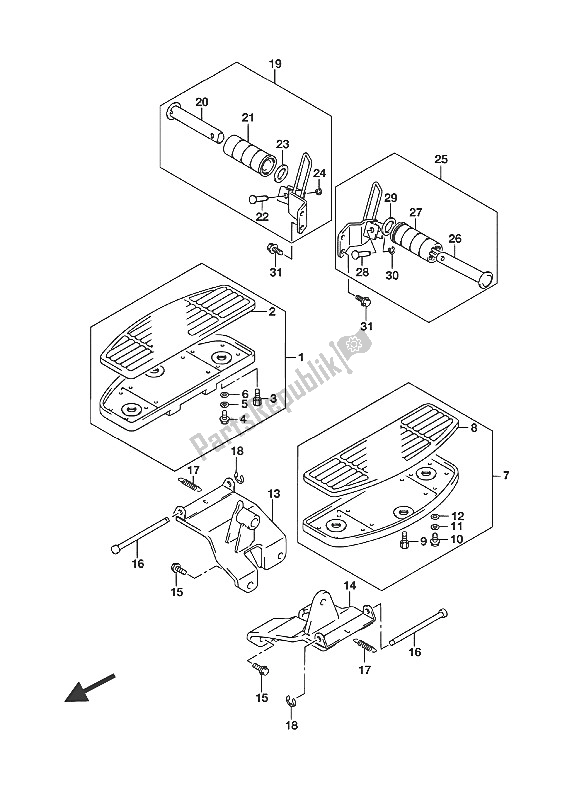 Toutes les pièces pour le Repose Pieds du Suzuki VL 800 Intruder 2016