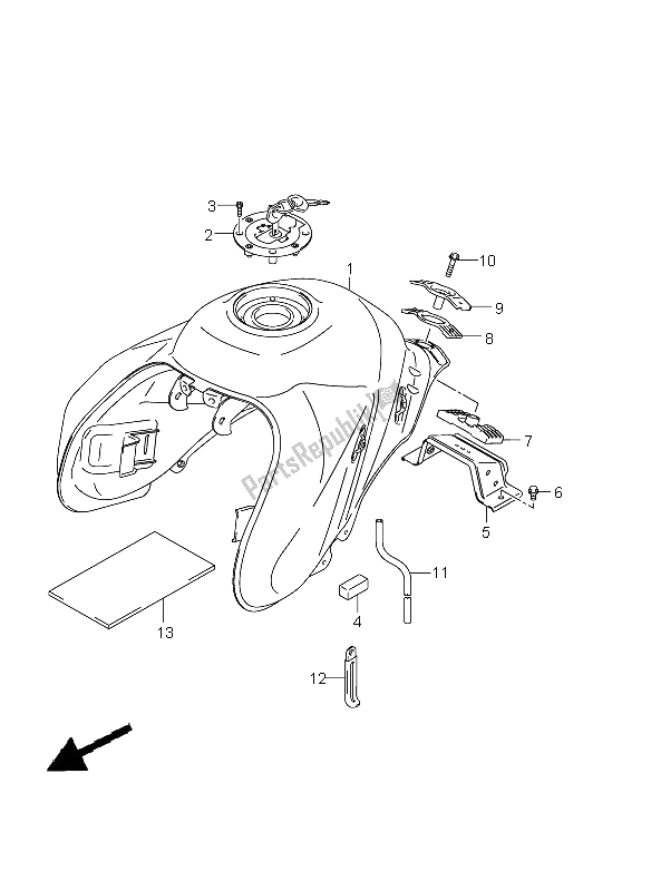 All parts for the Fuel Tank (dl650ue E19) of the Suzuki DL 650A V Strom 2011