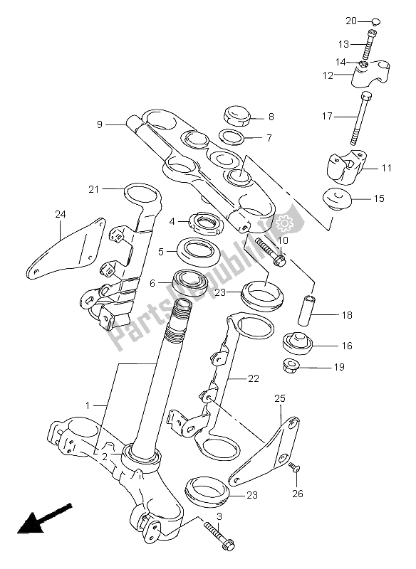 All parts for the Steering Stem (gsf1200-s) of the Suzuki GSF 1200 Nssa Bandit 1997