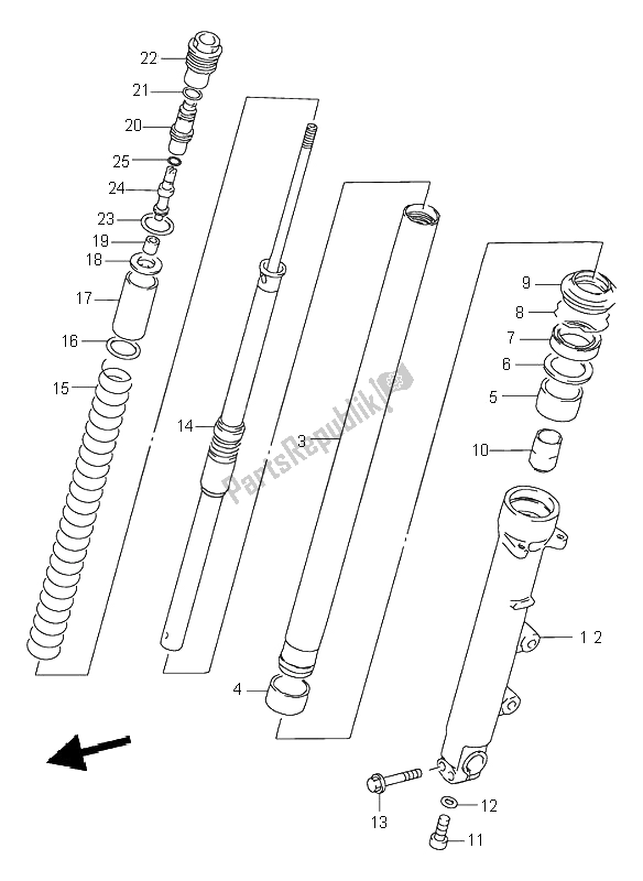 All parts for the Front Damper (rf900rs2) of the Suzuki RF 900R 1995