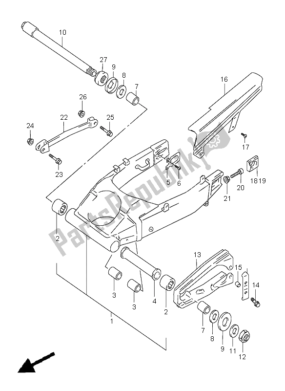 Tutte le parti per il Braccio Oscillante Posteriore del Suzuki GSX R 600 1997