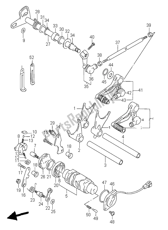 All parts for the Gear Shifting of the Suzuki RF 600R 1996