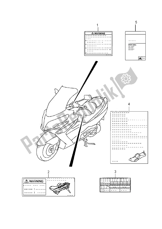 Alle onderdelen voor de Label (an400za E02) van de Suzuki Burgman AN 400 AZA 2014