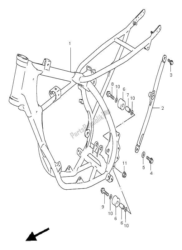 All parts for the Frame of the Suzuki RM 85 SW LW 2004