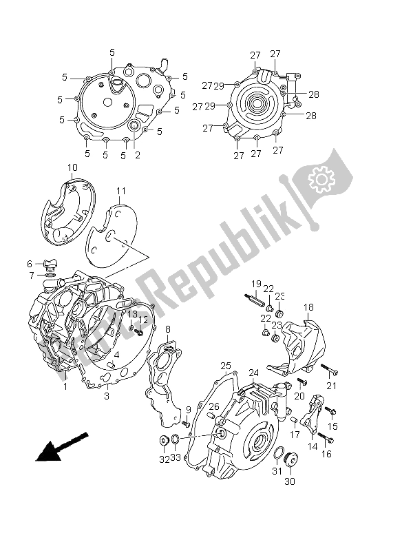 All parts for the Crankcase Cover of the Suzuki DL 650A V Strom 2012