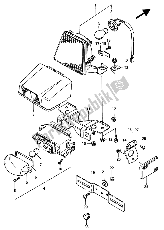 Todas as partes de Lâmpada De Combinação Traseira do Suzuki RG 250 Cffc Gamma 1987