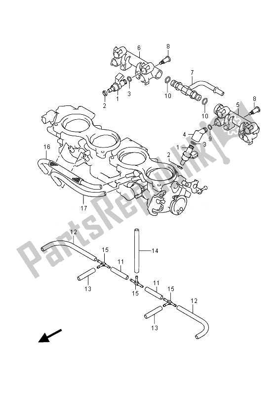 Tutte le parti per il Tubo Flessibile E Giunto Corpo Farfallato (gsx-r1000) del Suzuki GSX R 1000 2014