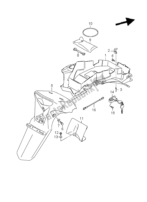 Toutes les pièces pour le Garde-boue Arrière du Suzuki DL 1000 V Strom 2008