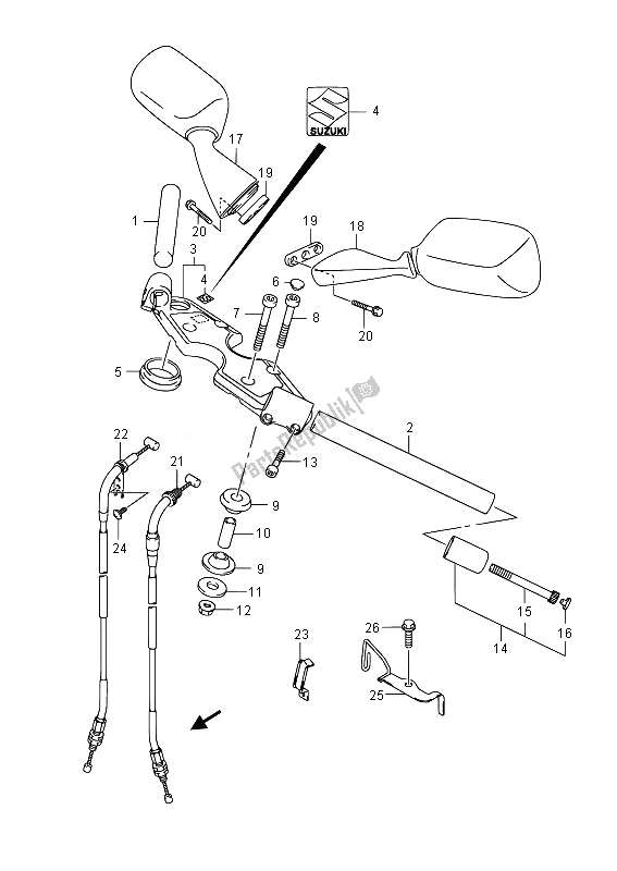 All parts for the Handlebar (gsx1300rauf E19) of the Suzuki GSX 1300 RA Hayabusa 2014