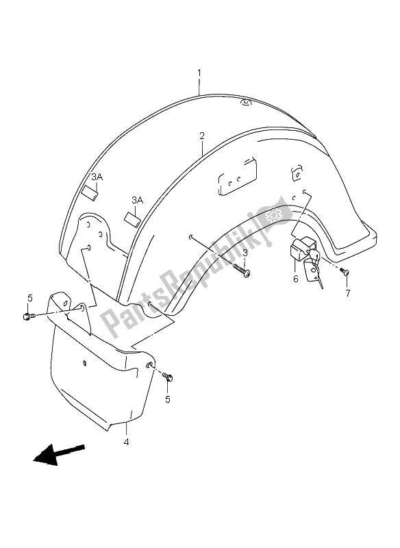 All parts for the Rear Fender of the Suzuki VL 1500 Intruder LC 2001