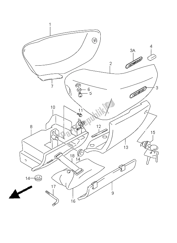 All parts for the Frame Cover of the Suzuki VL 1500 Intruder LC 2008