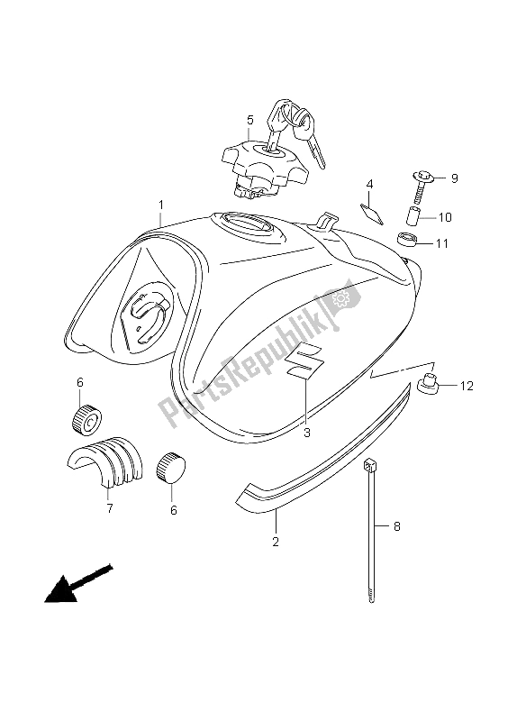 All parts for the Fuel Tank of the Suzuki RV 125 Vanvan 2008