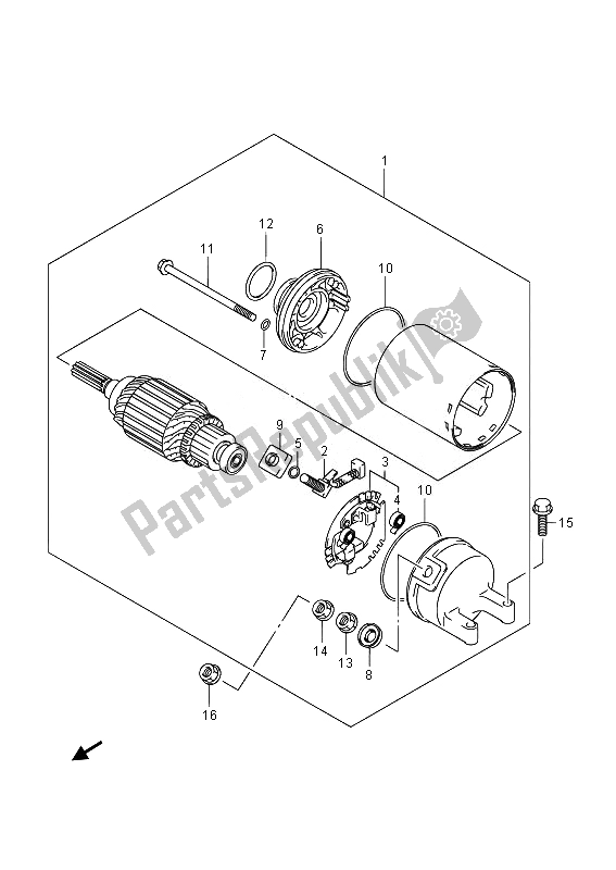 All parts for the Starting Motor of the Suzuki AN 650Z Burgman Executive 2014