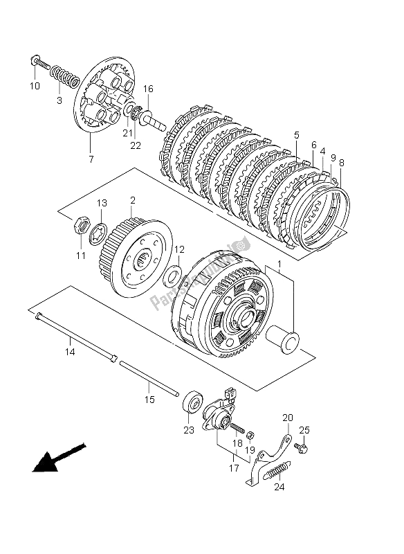 All parts for the Clutch of the Suzuki SV 650 Nsnasa 2008