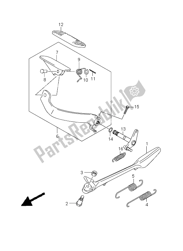 All parts for the Stand & Rear Brake of the Suzuki VLR 1800R C 1800 Intruder 2008