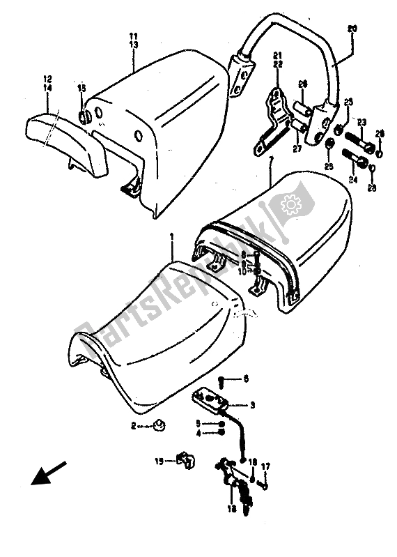 Todas as partes de Assento do Suzuki RG 500C Gamma 1987