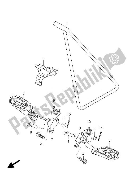 All parts for the Footrest of the Suzuki RM Z 250 2010