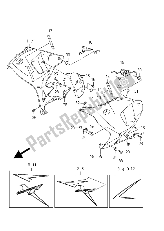 All parts for the Under Cowling (gsx650fu E21) of the Suzuki GSX 650 FA 2012