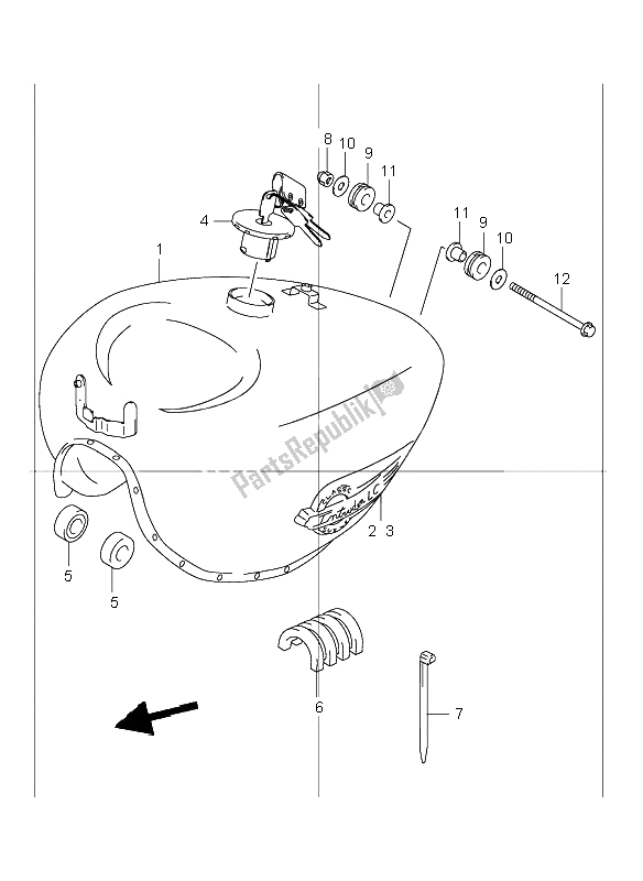 All parts for the Fuel Tank of the Suzuki VL 250 Intruder 2004