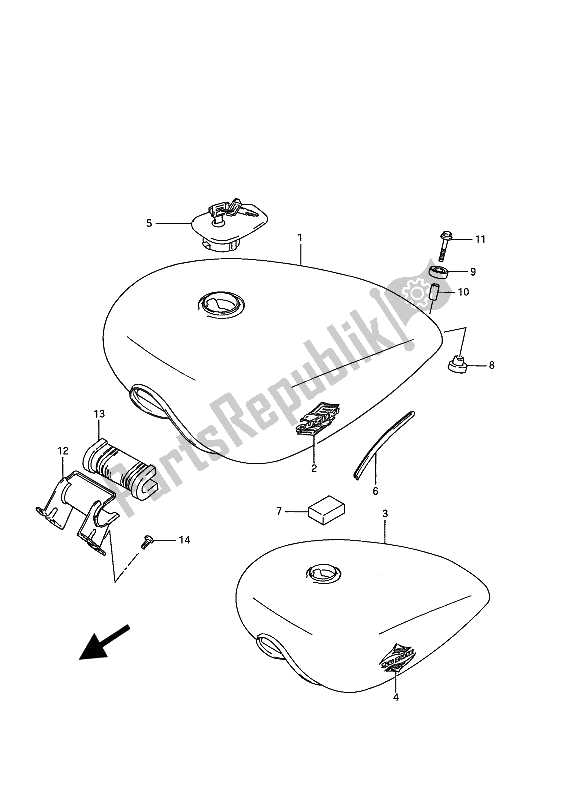 Todas las partes para Depósito De Combustible de Suzuki VS 1400 Glpf Intruder 1987