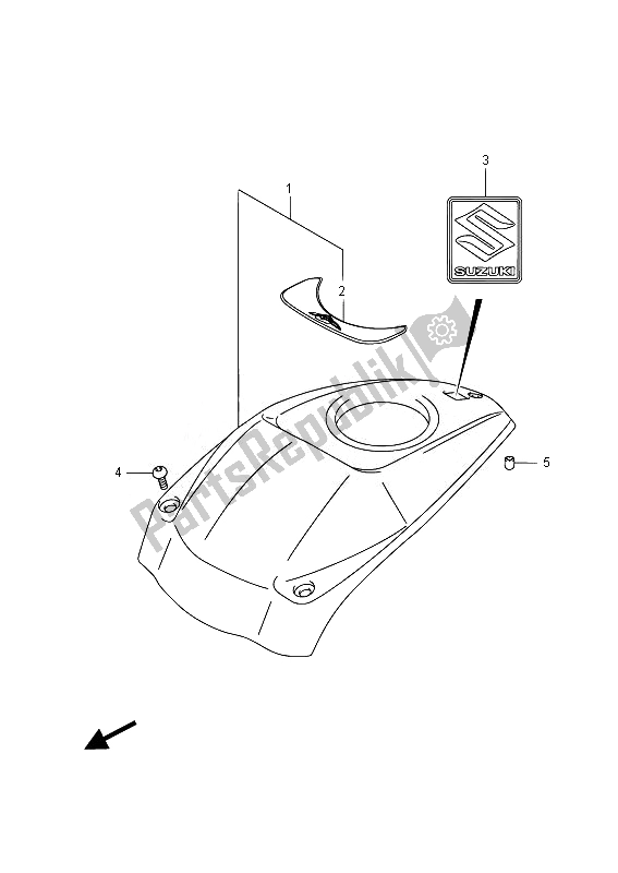 All parts for the Fuel Tank Cover of the Suzuki VZ 800 Intruder 2014