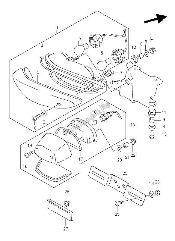 Tutte le parti per il Lampada Di Coda del Suzuki TL 1000R 1998