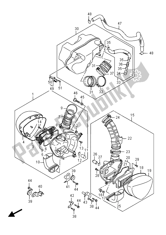 Alle onderdelen voor de Luchtfilter van de Suzuki VL 1500T Intruder 2015