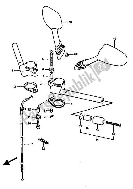 All parts for the Handlebar (e24) of the Suzuki GSX R 1100 1990