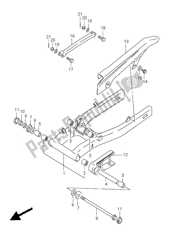 Tutte le parti per il Braccio Oscillante Posteriore del Suzuki GS 500E 1999