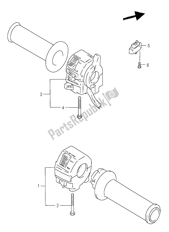 All parts for the Handle Switch of the Suzuki RF 600R 1997