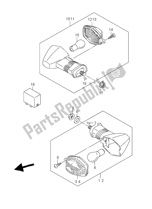 Toutes les pièces pour le Feu Clignotant du Suzuki DL 1000 V Strom 2008