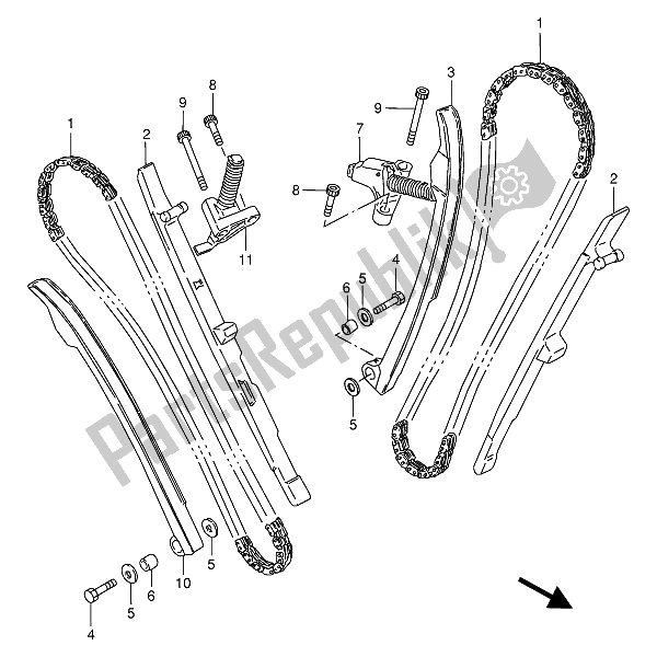 All parts for the Cam Chain of the Suzuki VX 800U 1991