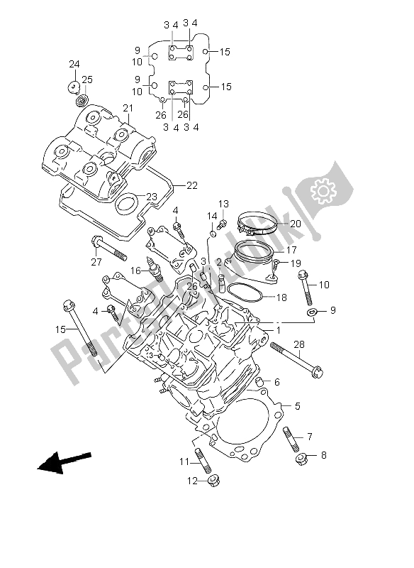 All parts for the Cylinder Head of the Suzuki TL 1000R 2000